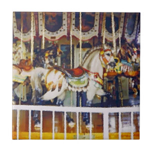Carousel Horse in Oil Kakelplatta