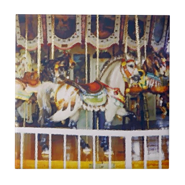 Carousel Horse in Oil Kakelplatta (Framsidan)