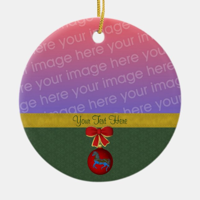 Carousel Horse julfoto Julgransprydnad Keramik (Framsidan)