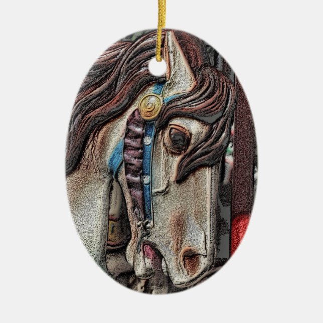 Carousel Horse Pencil Art Ornament (Framsidan)