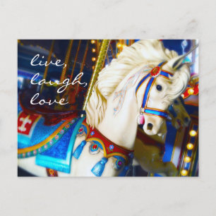 Carousel Horse Photo Live Laugh Kärlek skript fet Vykort