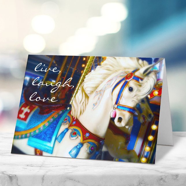 Carousel Horse Photography Live Laugh Kärlek Scrip Kort (Skapare uppladdad)