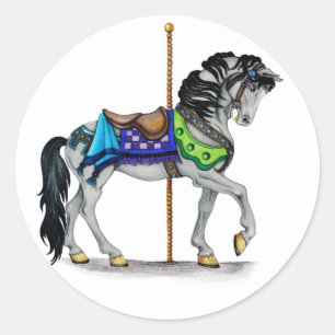 Carousel Horse Runt Klistermärke