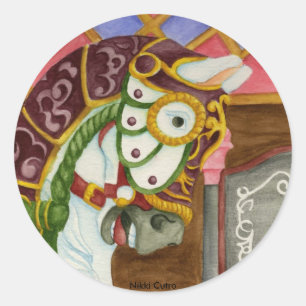 Carousel Horse Sticker Runt Klistermärke