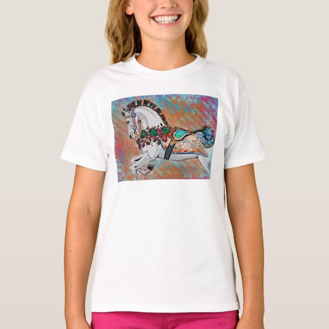 Carousel Horse T-Shirt - Colorful Merry Go Round (Framsida)