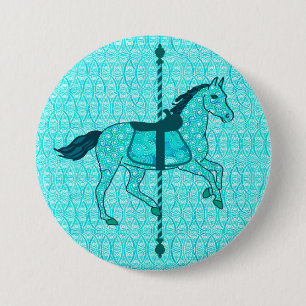 Carousel Horse - Turquise och Aqua Knapp