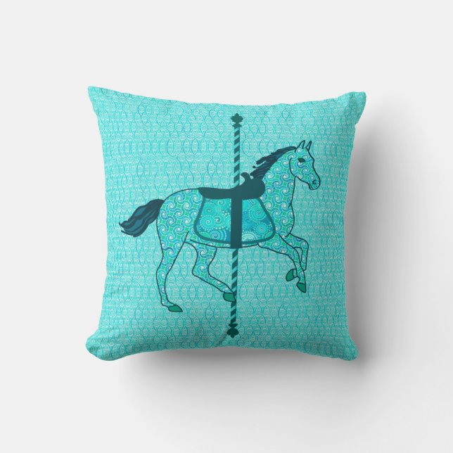 Carousel Horse - Turquise och Aqua Kudde (Framsida)