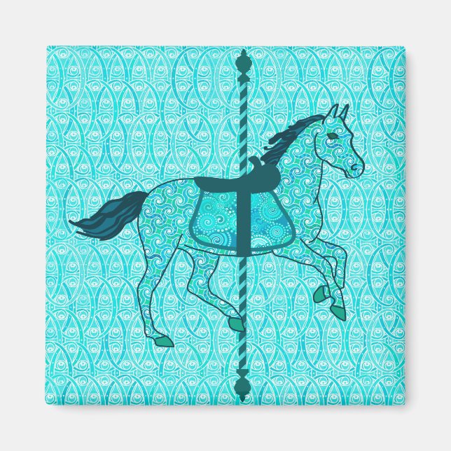 Carousel Horse - Turquise och Aqua Magnet (Framsidan)
