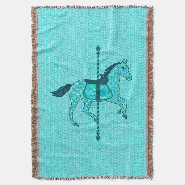 Carousel Horse - Turquise och Aqua Mysfilt (Framsidan Vertikal)