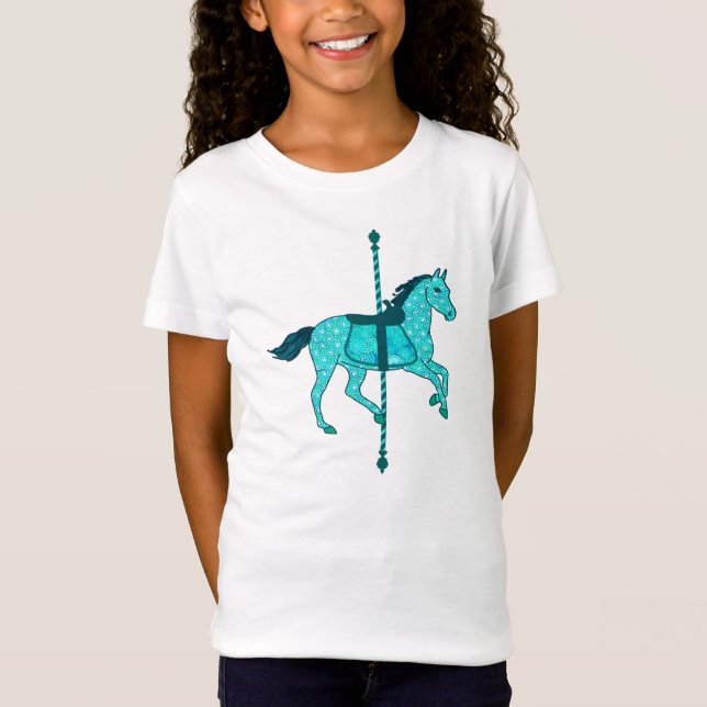 Carousel Horse - Turquise och Aqua T Shirt (Framsida)