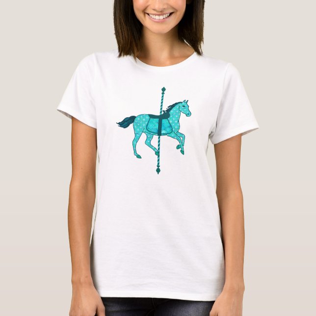 Carousel Horse - Turquise och Aqua Tee Shirt (Framsida)