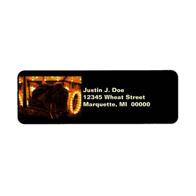 Carousel Horse vid Midnight Retrun Adressetiketter Returadress Etikett (Framsidan)