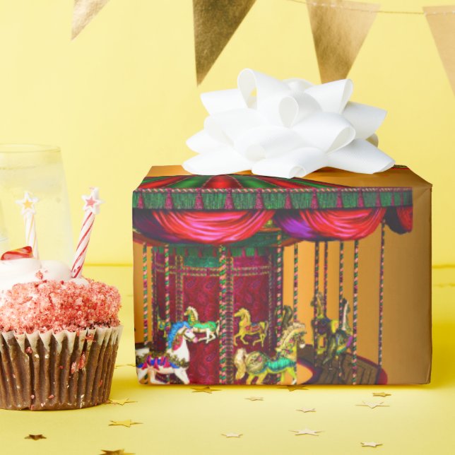 Carousel Horses på Guld Presentpapper (Födelsedagsfest)