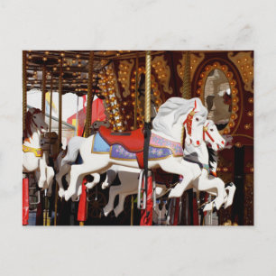 Carousel Horses Vykort