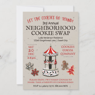 Carousel jul Cookie Swap Inbjudningar
