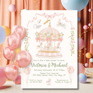 Carousel Merry-go-round Baby Shower Inbjudningar