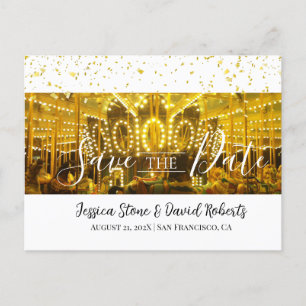 Carousel Merry-Go Round Guld Confetti Bröllop Meddelande Vykort