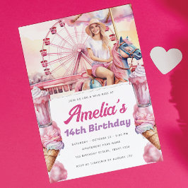 Carousel Party Watercolor Anpassningsbar Inbjudningar