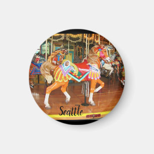 Carousel Paved Horse Seattle Magnet
