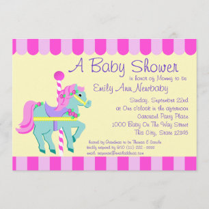 Carousel Pony Baby Shower Inbjudningar
