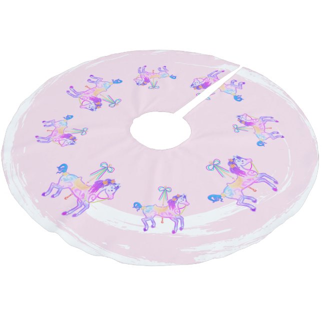 Carousel Pony träd skirt Julgransmatta Borstad Polyester (Vinklad)