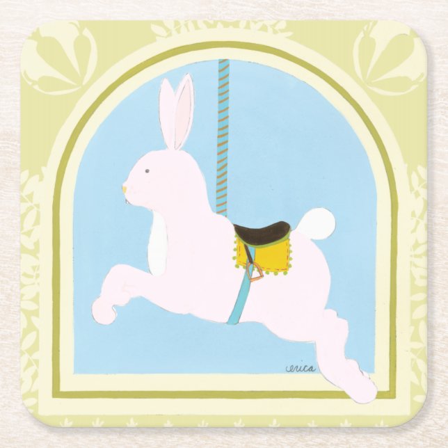 Carousel Rabbit från juni Erica Vess Underlägg Papper Kvadrat (Framsidan)