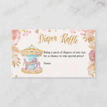 Carousel Rosa Glitter Diaper Raffle Card