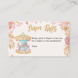Carousel Rosa Glitter Diaper Raffle Card Tilläggskort