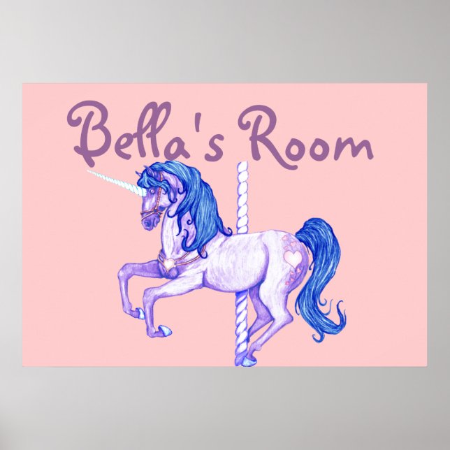 Carousel Unicorn Poster Skriv ut (Framsidan)