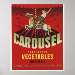 Carousel Vintage Gamla etiketter för grönsaker Låd Poster