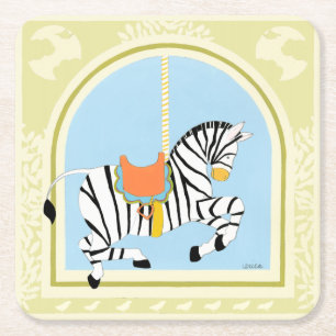 Carousel Zebra, juni Erica Vess Underlägg Papper Kvadrat