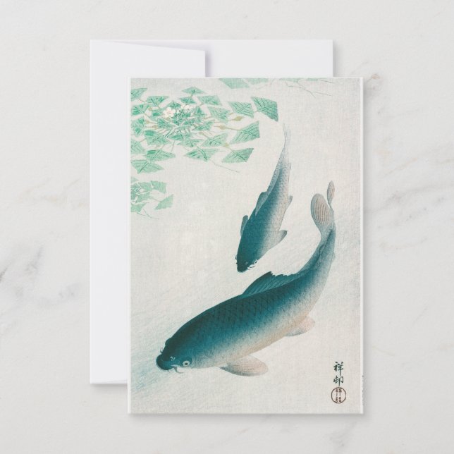 Carp eller Koi (1926) av Ohara Koson Inbjudningar (Framsida)