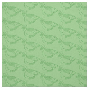 Carp Fish Print Khaki Grönt Fishing Tyg