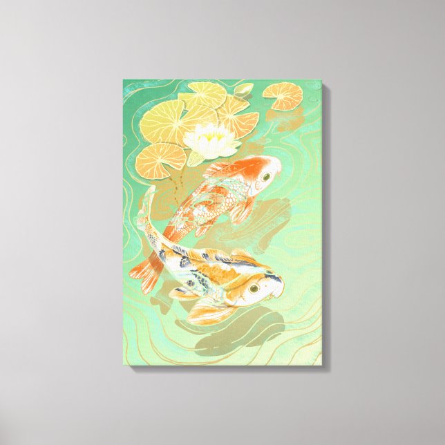 Carp Koi Fish Vatten Lily Pond Canvas (Framsida)