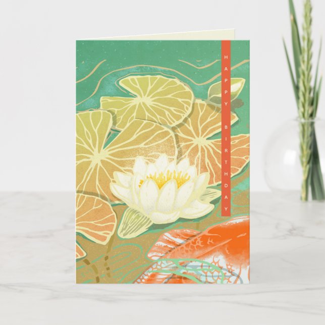 Carp Koi Fish Vatten Lily Pond Greeting Card Kort (Framsida)