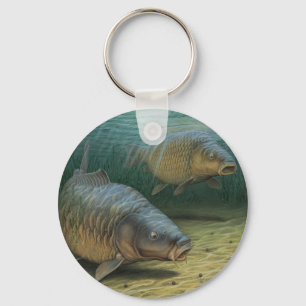 Carp som fiskar Carp två Nyckelring