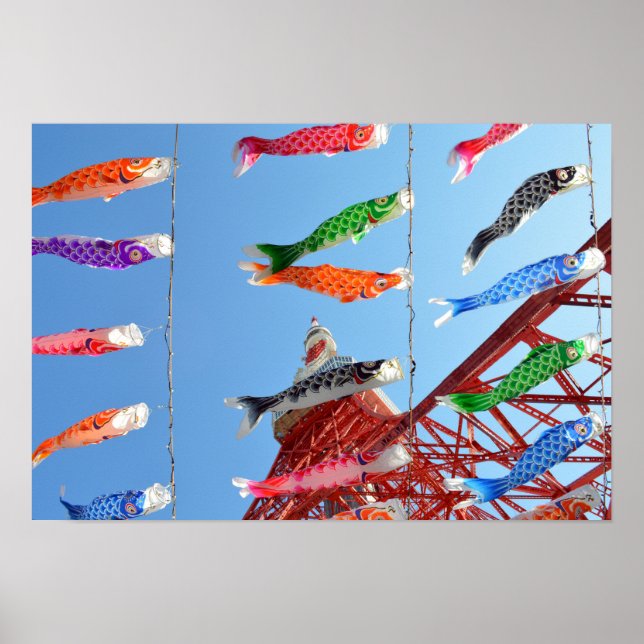 Carp Streamers (Koinobori): Tokyo, Japan Poster (Framsidan)