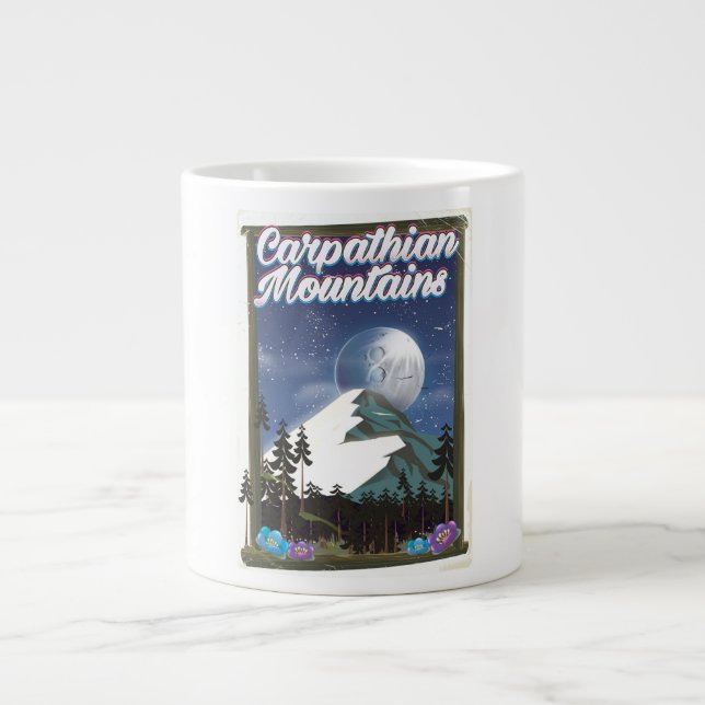Carpathian Mountains Travel-affisch Jumbo Mugg (Framsidan)