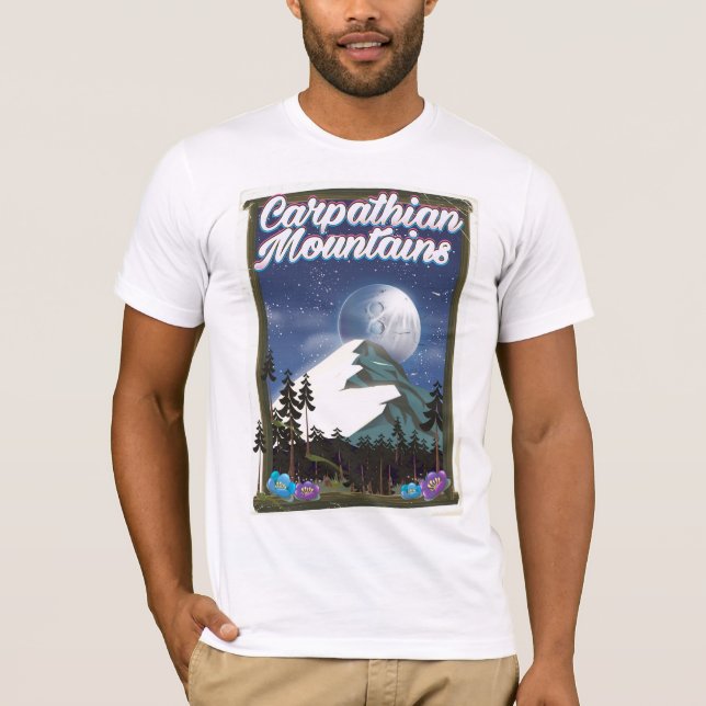 Carpathian Mountains Travel-affisch Tee Shirt (Framsida)