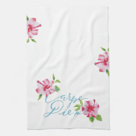 Carpe diem beslagtar dagen hibiscus Kitchen Towel Kökshandduk