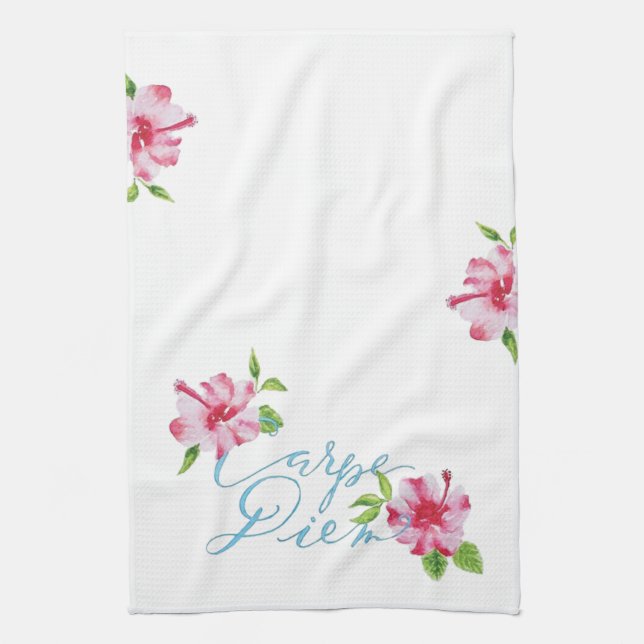 Carpe diem beslagtar dagen hibiscus Kitchen Towel Kökshandduk (Vertikal)