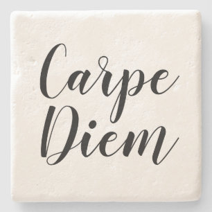 Carpe Diem black and white script typography Stenunderlägg