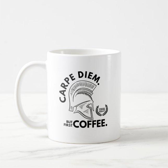 Carpe Diem but first coffee - Helmet Kaffemugg (Vänster)