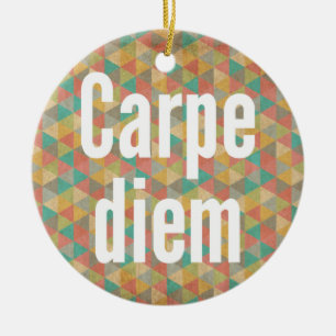 Carpe diem Fånga Dagen Färggliga Trianglar Julgransprydnad Keramik