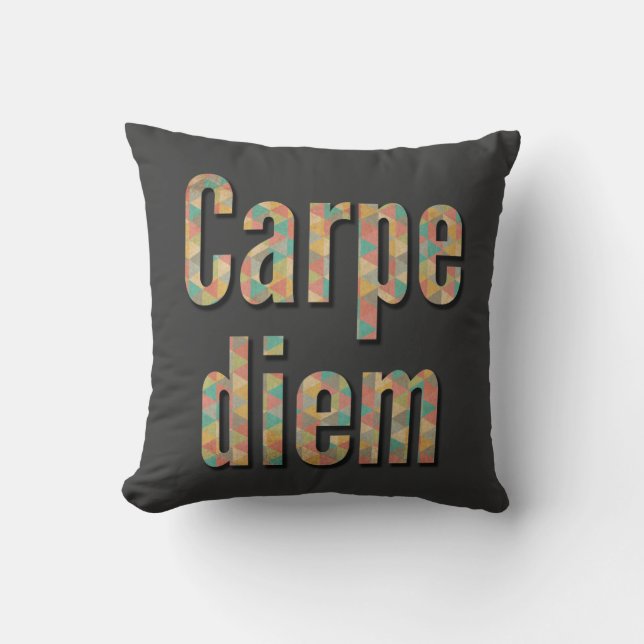 Carpe diem Fånga dagen Geometrisk Svart Kudde (Framsida)