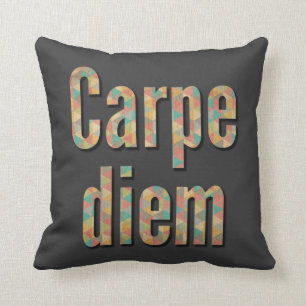 Carpe diem Fånga dagen Geometrisk Svart Kudde