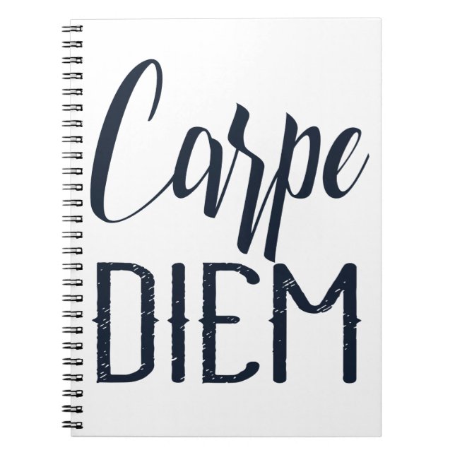 Carpe Diem Fånga Dagen Svart Typ Anteckningsbok (Framsidan)