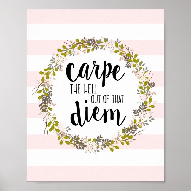 Carpe Diem Funny inspirationsincitationstecken Skr Poster (Framsidan)
