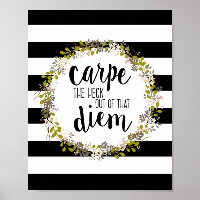 Carpe Diem Funny inspirationsincitationstecken Skr Poster (Framsidan)