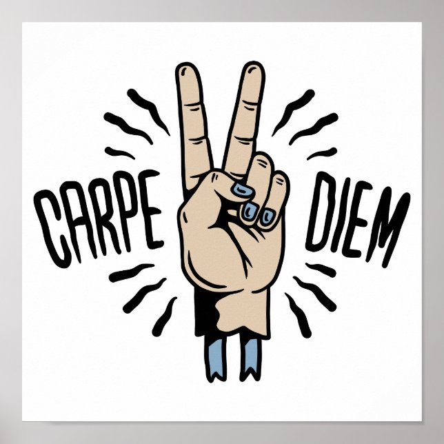 Carpe Diem Funny Retro Motivational Quote Poster (Framsidan)